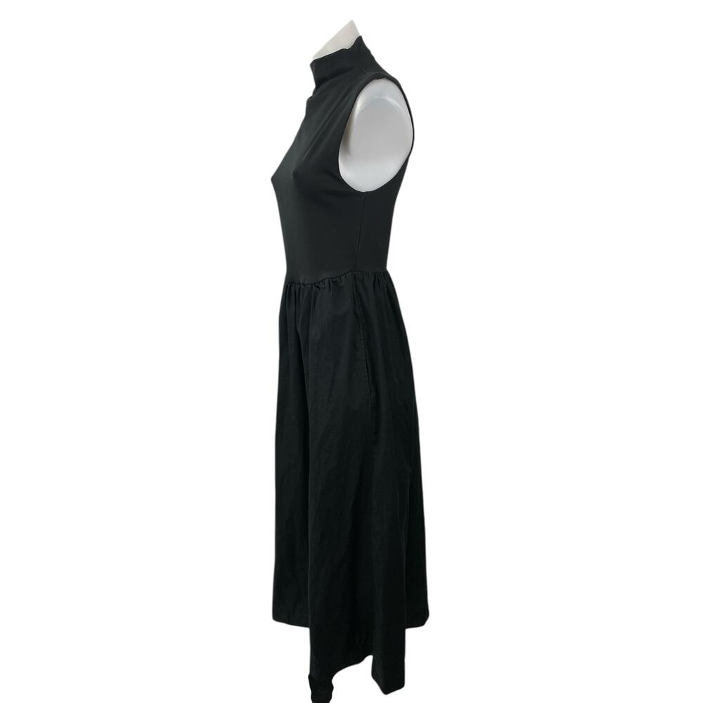 J.Crew Women's Black Sleeveless Turtleneck Tank Pleated A Line Midi Dress Size S - Picture 3 of 6